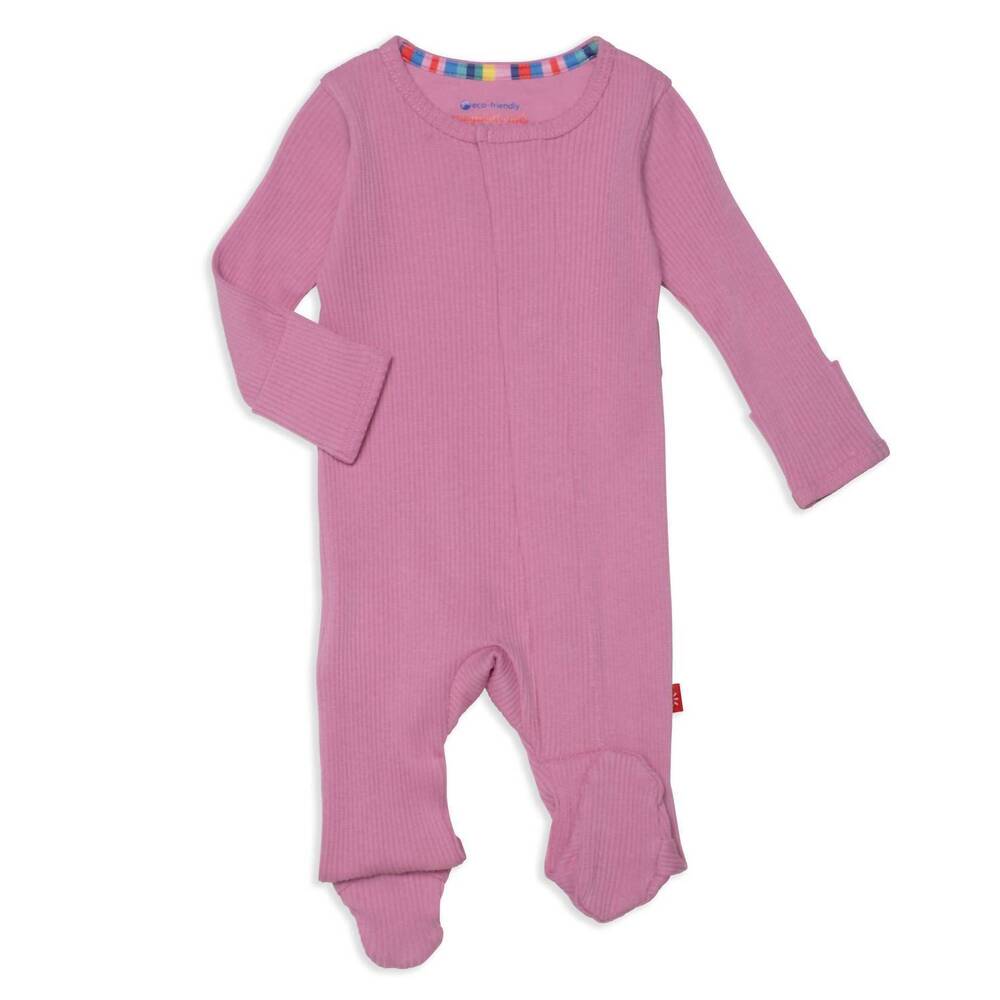 NEW MAGNETIC kid's ribbed cotton footie in mauve